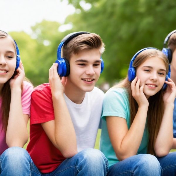 Teenagers listening to music. This is an AI-generated by Freepik.